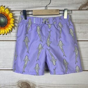 Ruggednutts Boys Swim Trunks Size 5 Shark Print Lavender